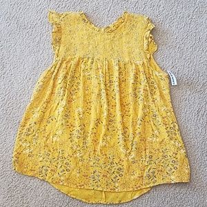 NWT Old Navy Yellow Floral Blouse Large